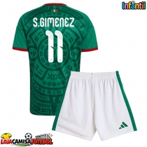 Camisa de Futebol México Santiago Gimenez #11 Equipamento Principal Infantil Mundo 2026 Manga Curta (+ Calças curtas)
